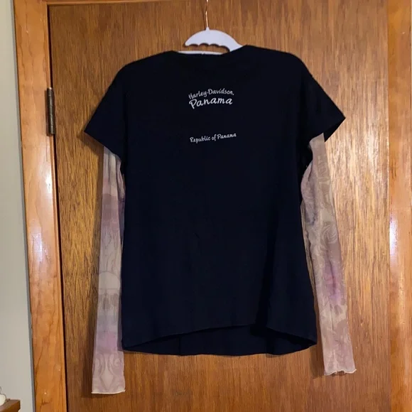 Harley-Davidson Black and Orange V-Neck Shirt❤️ - Picture 2 of 5